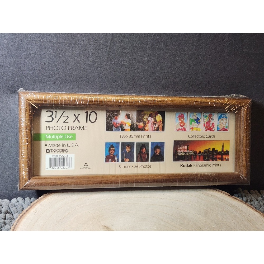 Vintage Decorel Panorama PICTURE Frame Wood New 3.5 x 10" Rectangle Wall Hanging